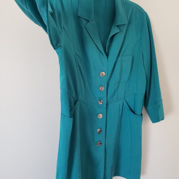 Soft Surroundings Long Collared Jacket Lyocell Teal Flowy Size Medium - Picture 4 of 8